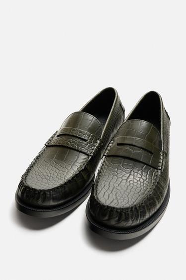 CROCODILE EMBOSSED LOAFER - Green by Zara - Image 1