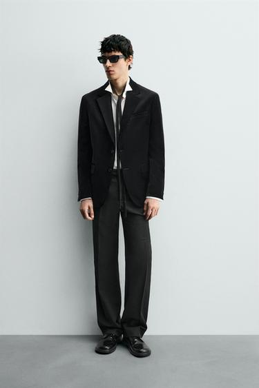 REGULAR FIT BLAZER I VELOUR - Sort fra Zara