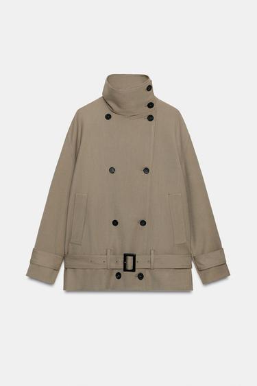 VESTE FLUIDE À CEINTURE ZW COLLECTION - Vison de Zara - Image 6