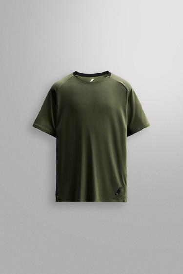 Zara TEXTURED TRAINING T-SHIRT - Green