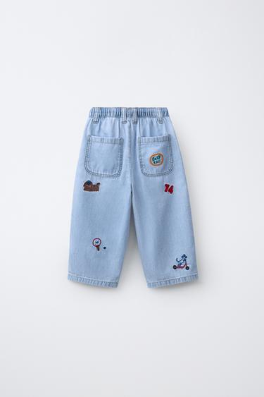 PANTALÓN FLUIDO BORDADOS - Azul claro de Zara