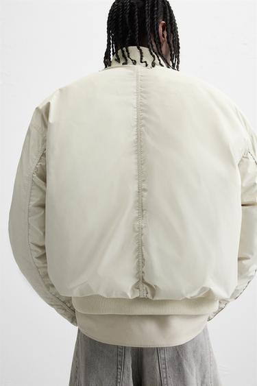 WATER-REPELLENT PADDED BOMBER JACKET - Oyster-white by Zara - Image 4