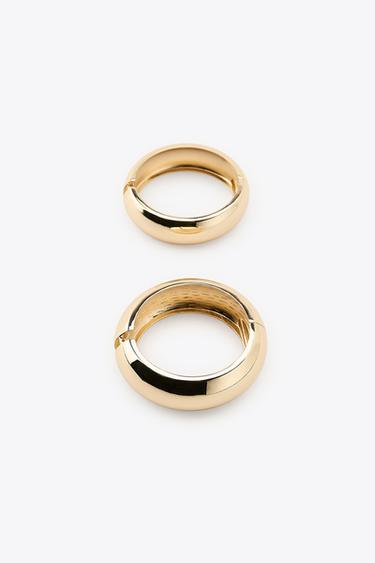 Zara 2-PACK OF EMBOSSED METAL BRACELETS - Golden
