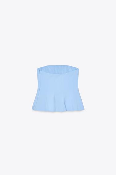 TOP BUSTIER PÉPLUM - Bleu de Zara - Image 5
