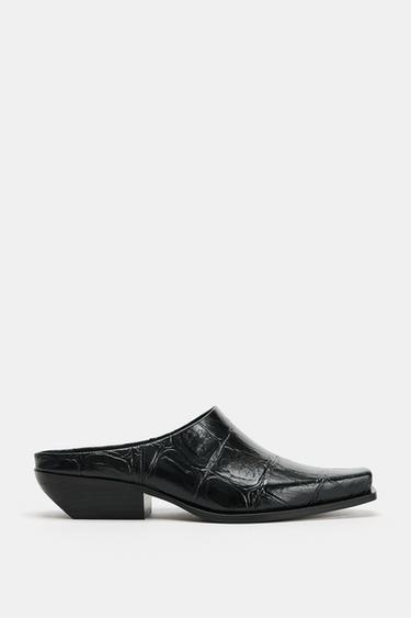 ZUECO PIEL GRABADO - Negro de Zara - Imagen 0