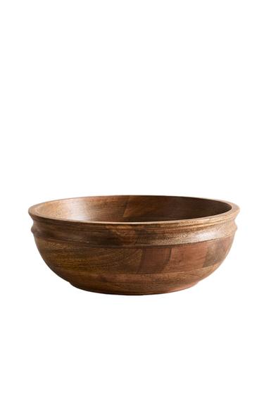 Zara MANGO WOOD SALAD BOWL - Light beige