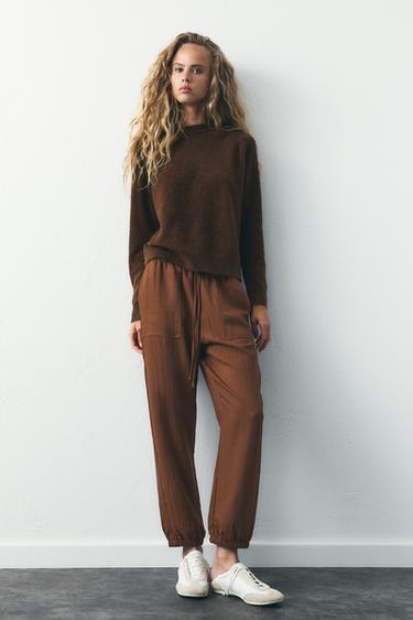 PANTALÓN JOGGER FLUIDO - Chocolate de Zara