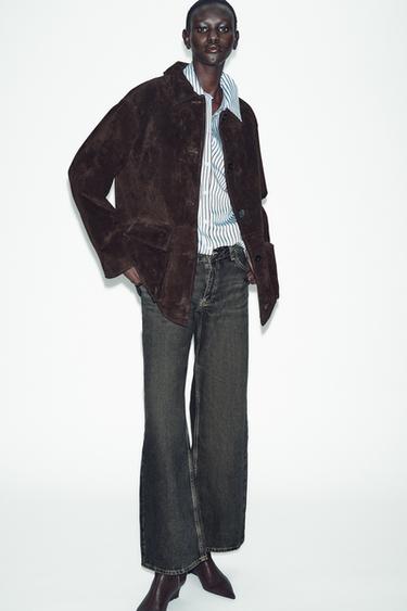 Zara Z1975 WIDE LEG LOW-RISE JEANS - Black / Brown