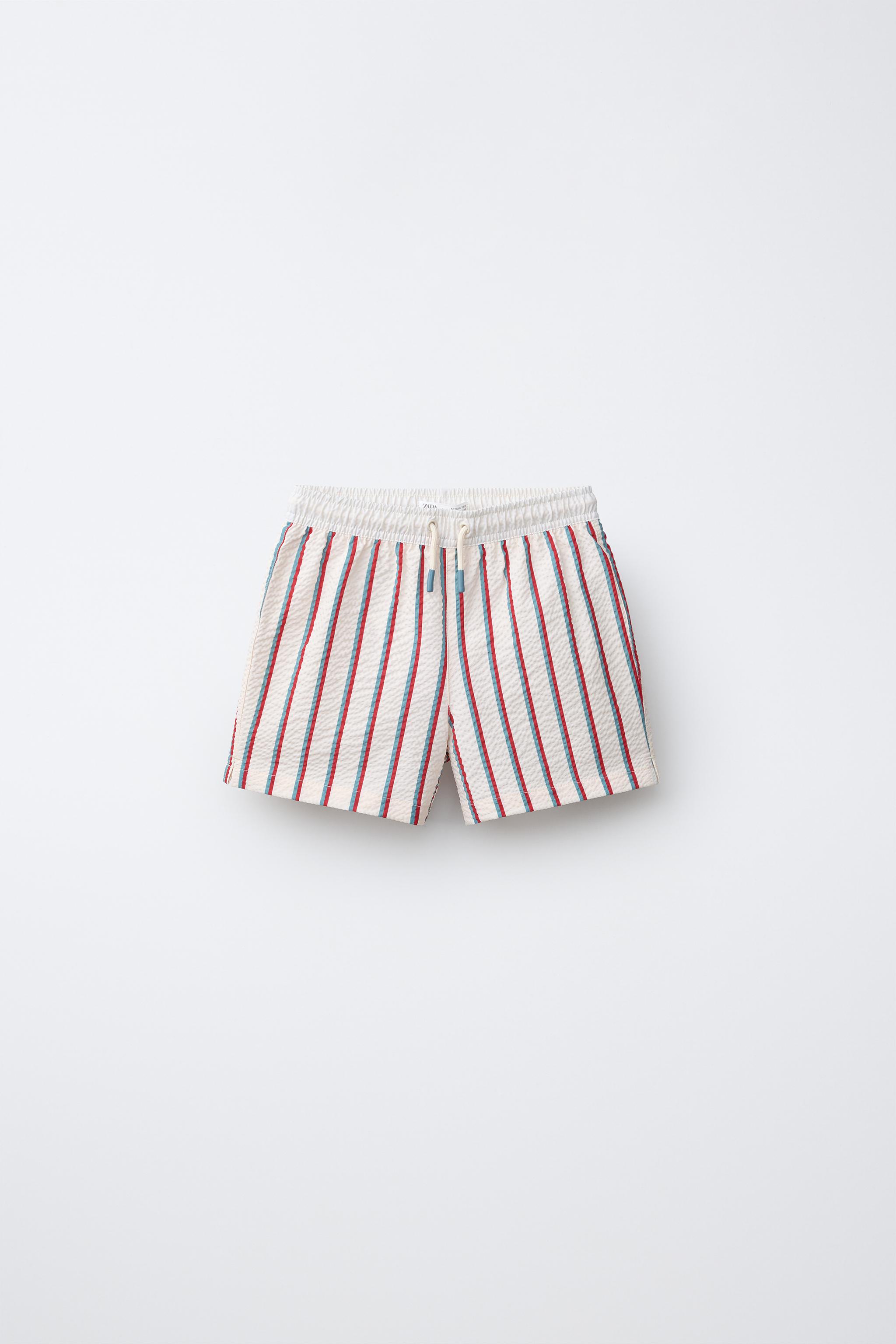 6-14 ANS / SHORT DE BAIN À RAYURES TEXTURÉES