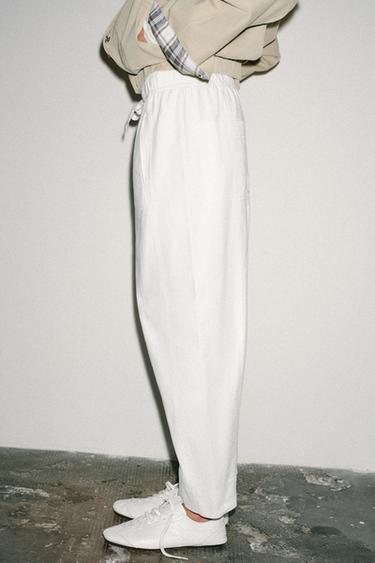 TROUSERS WITH ELASTIC WAIST - White by Zara - Image 4