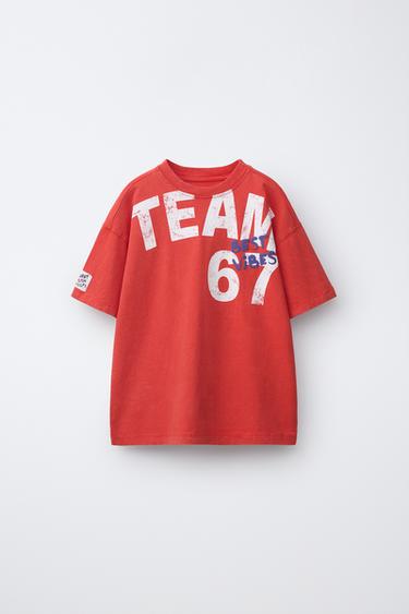 Zara TEAM SIX SEVEN 印花 T 恤 - 紅色 - 圖片 0