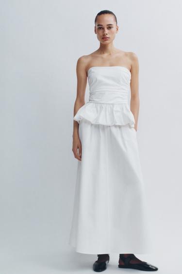 Zara PLEATED MIDI SKIRT - White - Image 0
