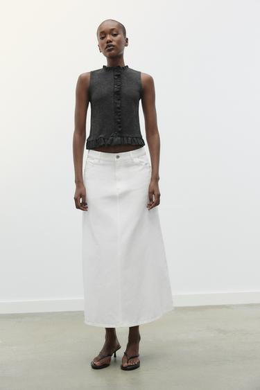 TOP AUS SOFT-MATERIAL MIT VOLANTS - Dunkelgrau von Zara - Bild 0