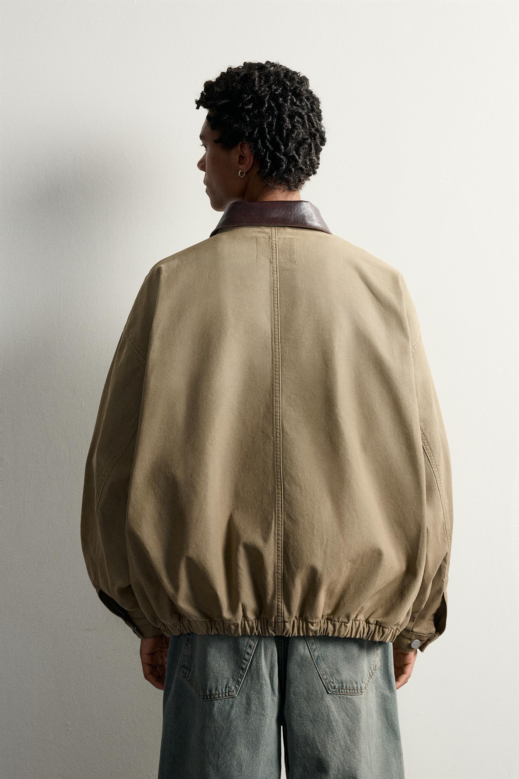 RELAXED FIT CONTRAST COLLAR JACKET