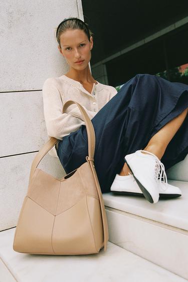 Zara COMBINED SHOULDER BAG - SAND/BROWN