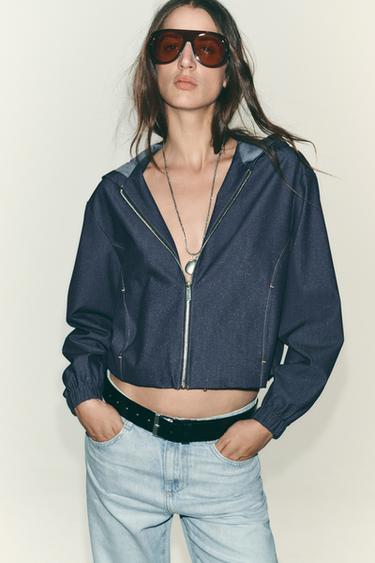 HOODED BOMBER JACKET - Indigo by Zara