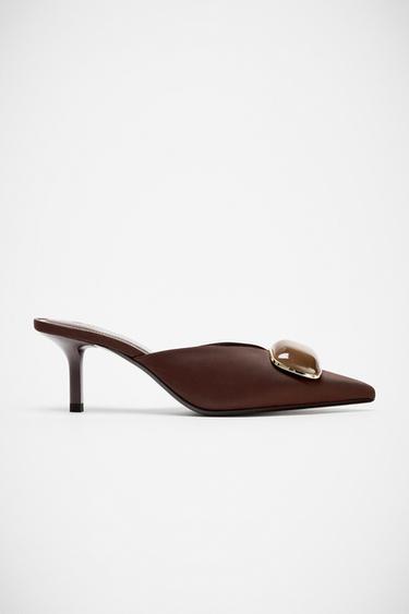 HIGH-HEEL MULE WITH APPLIQUÉ - Brown by Zara