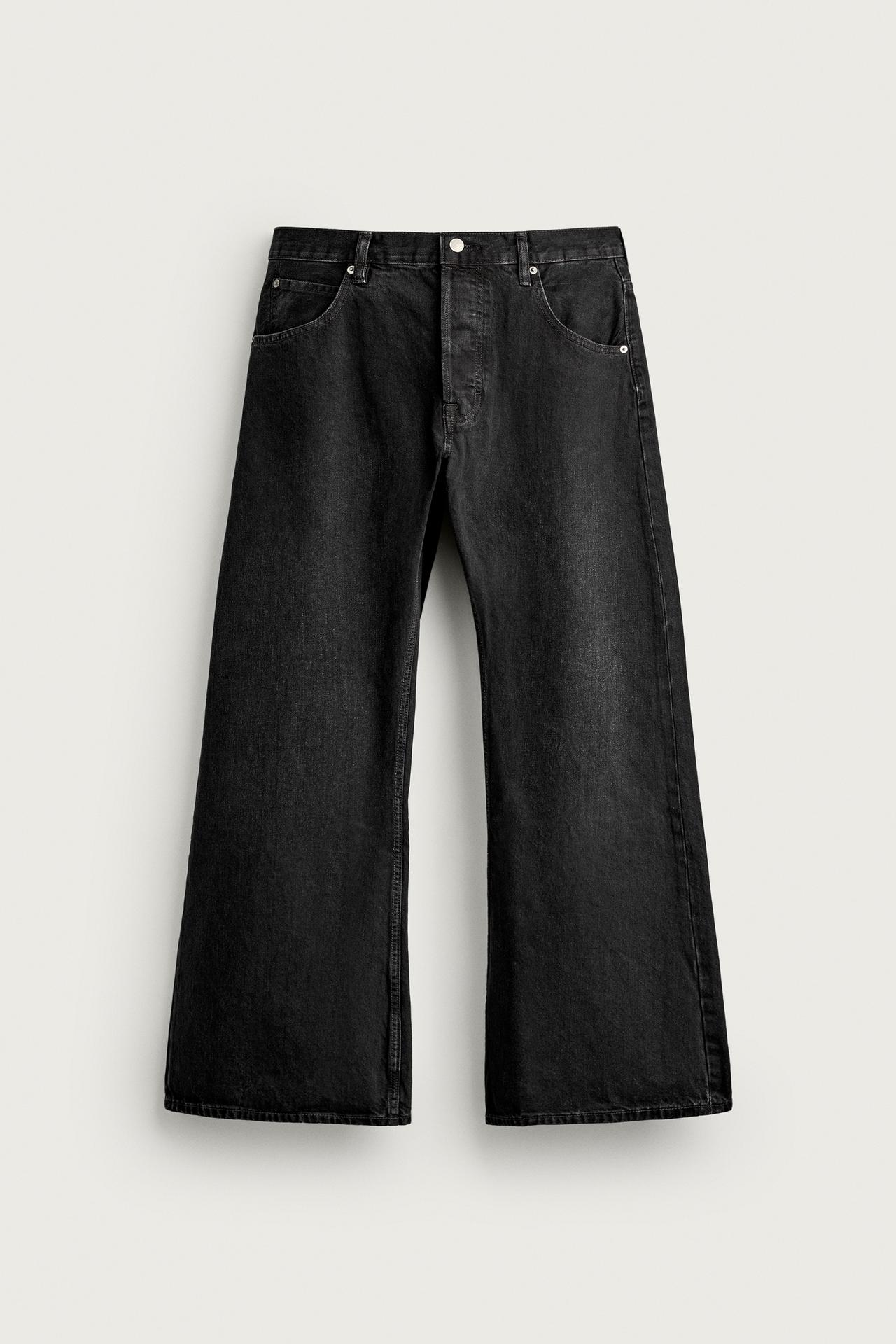 BARREL FLARE FIT JEANS — Black