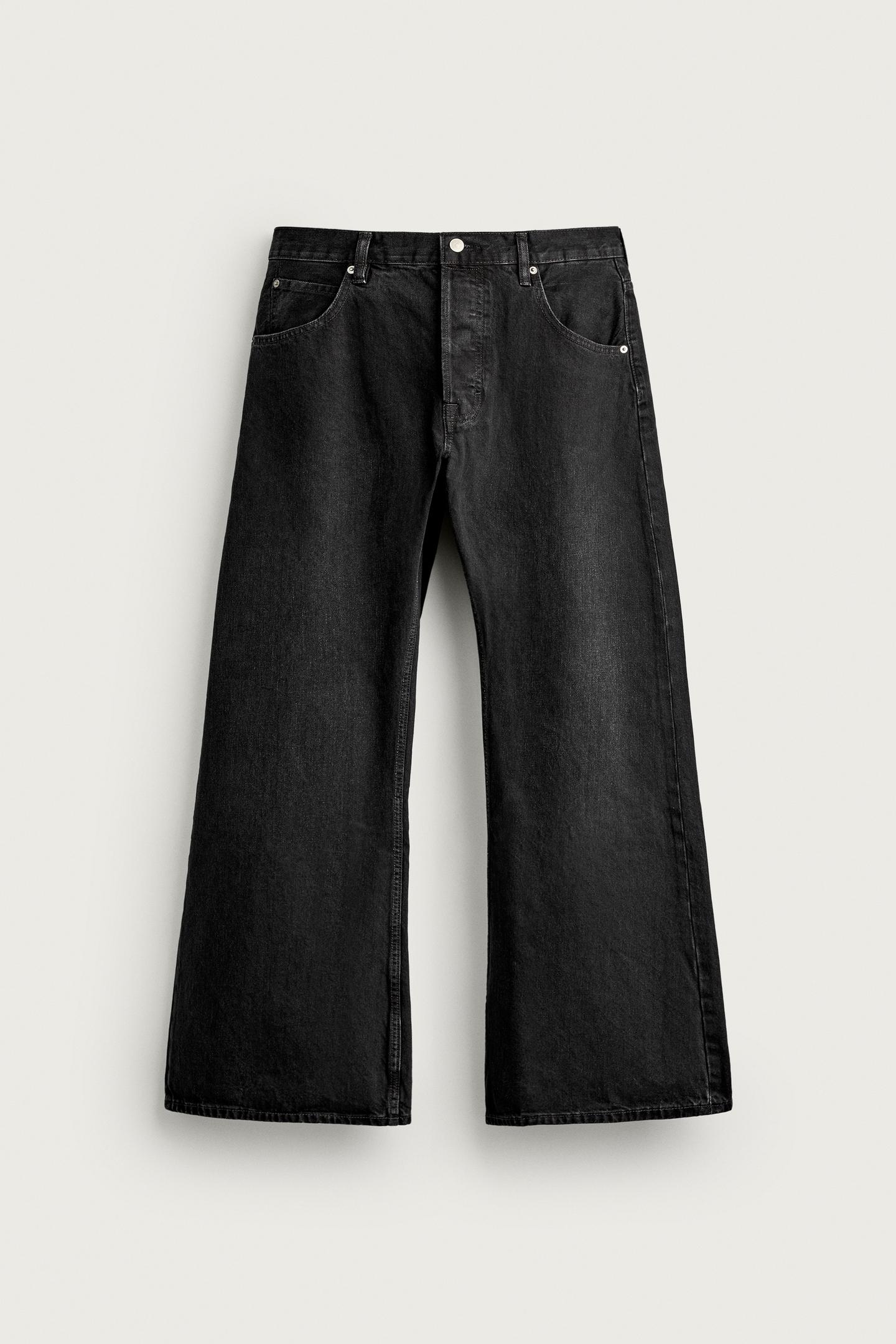 Мужские джинсы Zara Barrel Flare Fit, цвет: Чёрный — фото 6