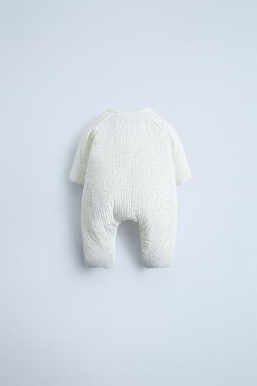 PADDED STAR TEXTURE ONE-PIECE SUIT - Ecru by Zara - Image 2
