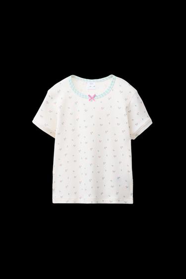 6-14 YEARS/ GINGHAM AND FLORAL T-SHIRT AND BERMUDA PYJAMAS - Ecru by Zara