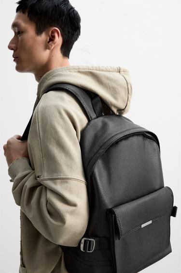 Zara TEXTURED BACKPACK - Black - Image 0