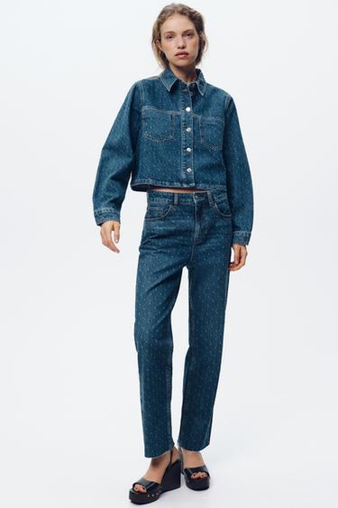 JEANS Z1975 STRAIGHT TIRO ALTO TOBILLEROS - Azul medio de Zara - Imagen 0