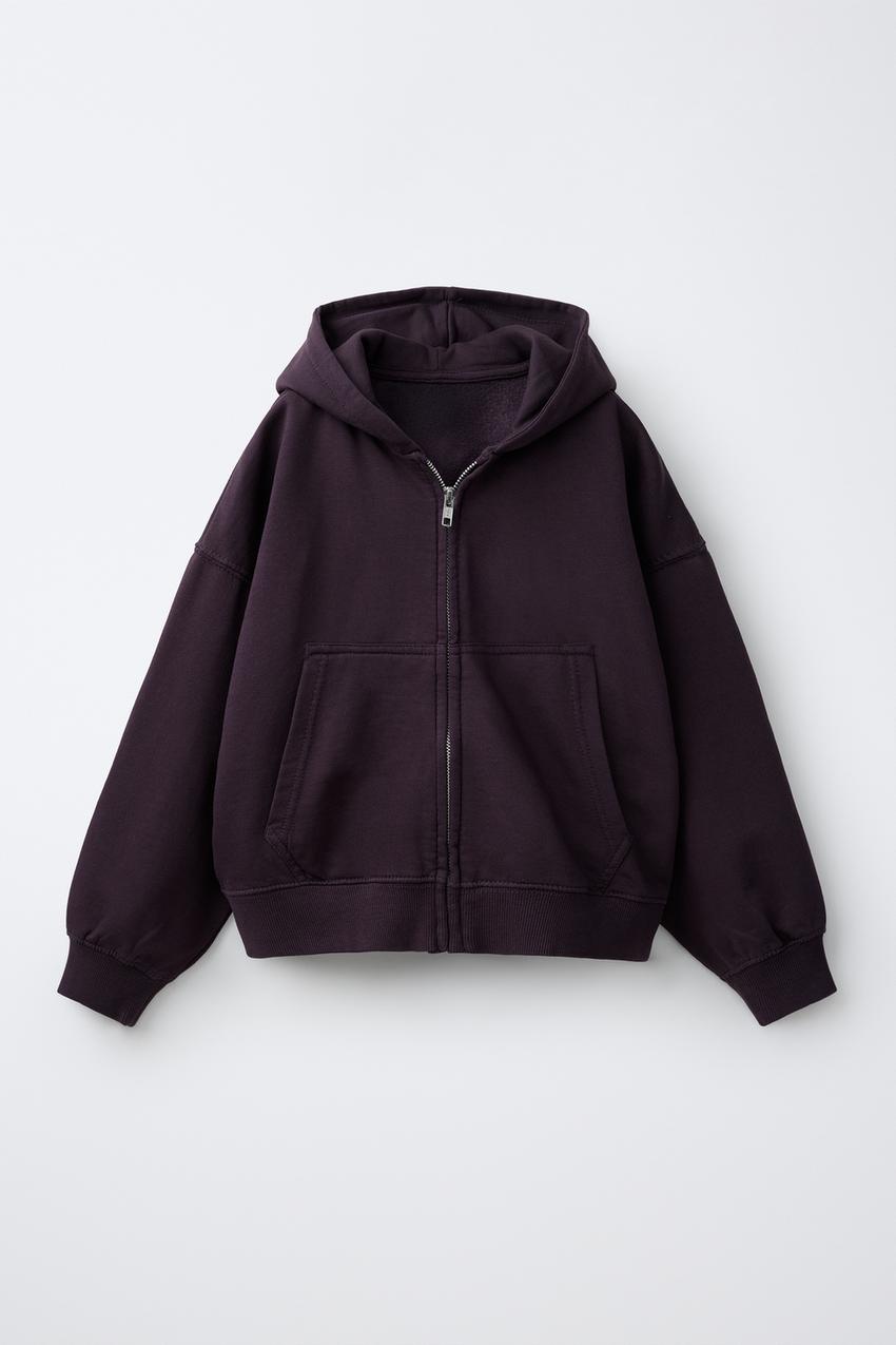 ジップアップ スウェットパーカー - ボルドー | ZARA Japan / 日本