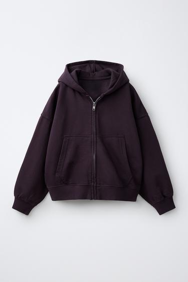 ZIP-UP PLUSH HOODIE - Burgundy by Zara