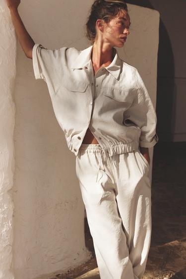 SHORT SLEEVE SAFARI SHIRT - Cream by Zara - Image 1