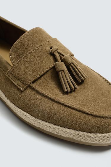 CASUAL LEATHER LOAFERS WITH TASSELS - Beige by Zara - Image 5