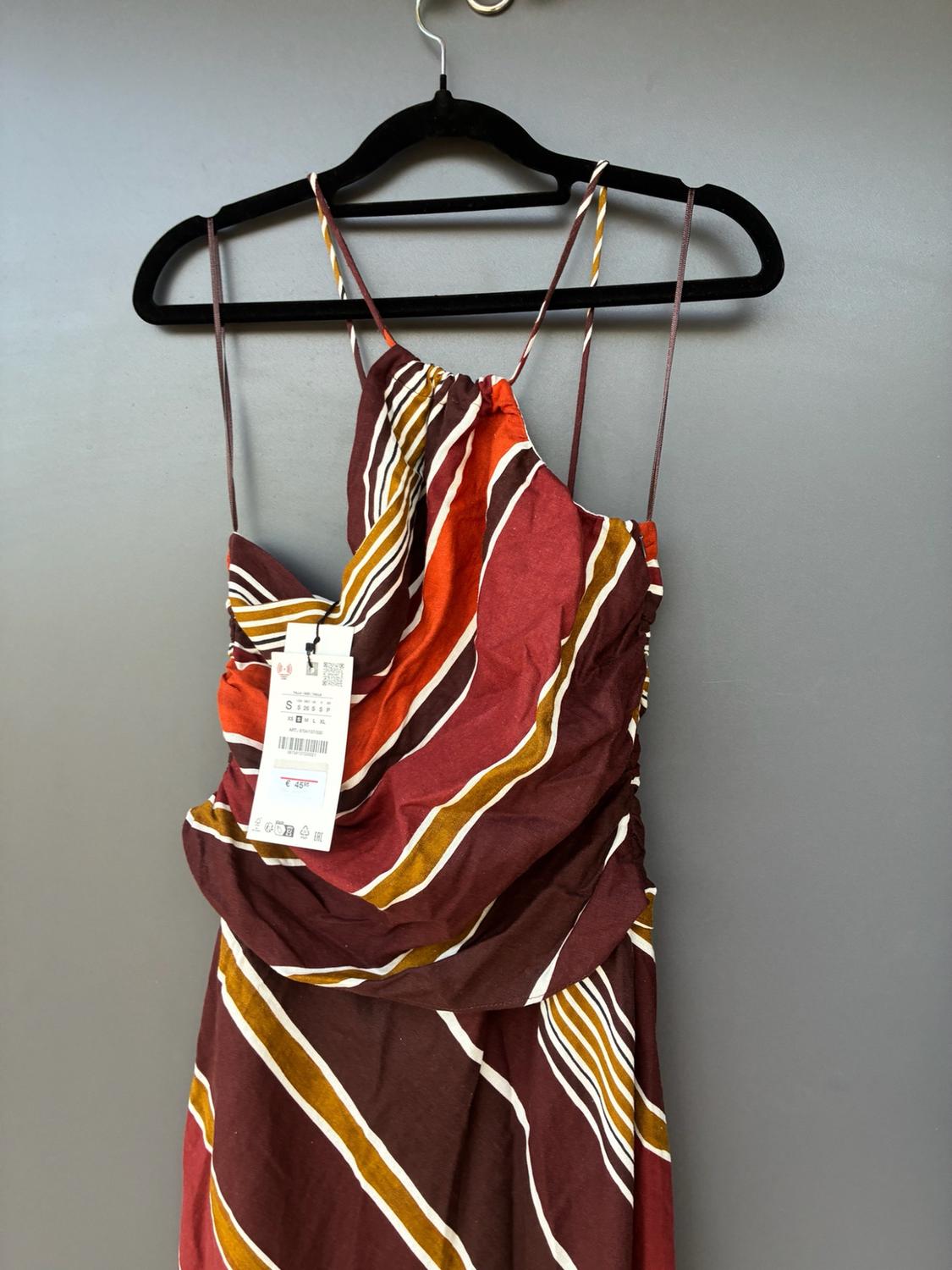 STRIPED ASYMMETRIC MIDI DRESS - Image 2
