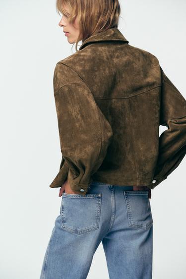 BLOUSON BOMBER 100 % CUIR - Kaki de Zara - Image 6