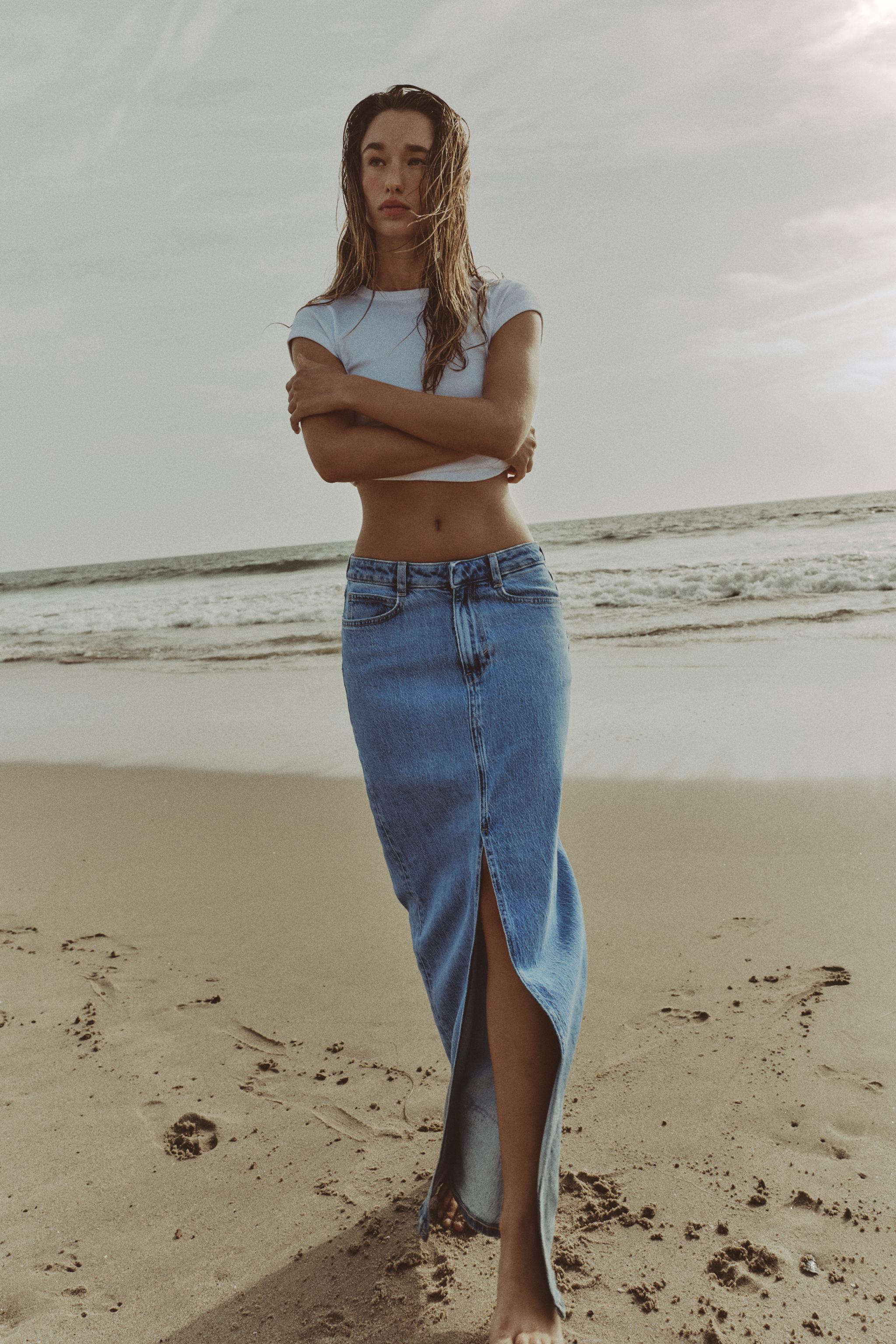 Z1975 DENIM MIDI SKIRT WITH SLIT