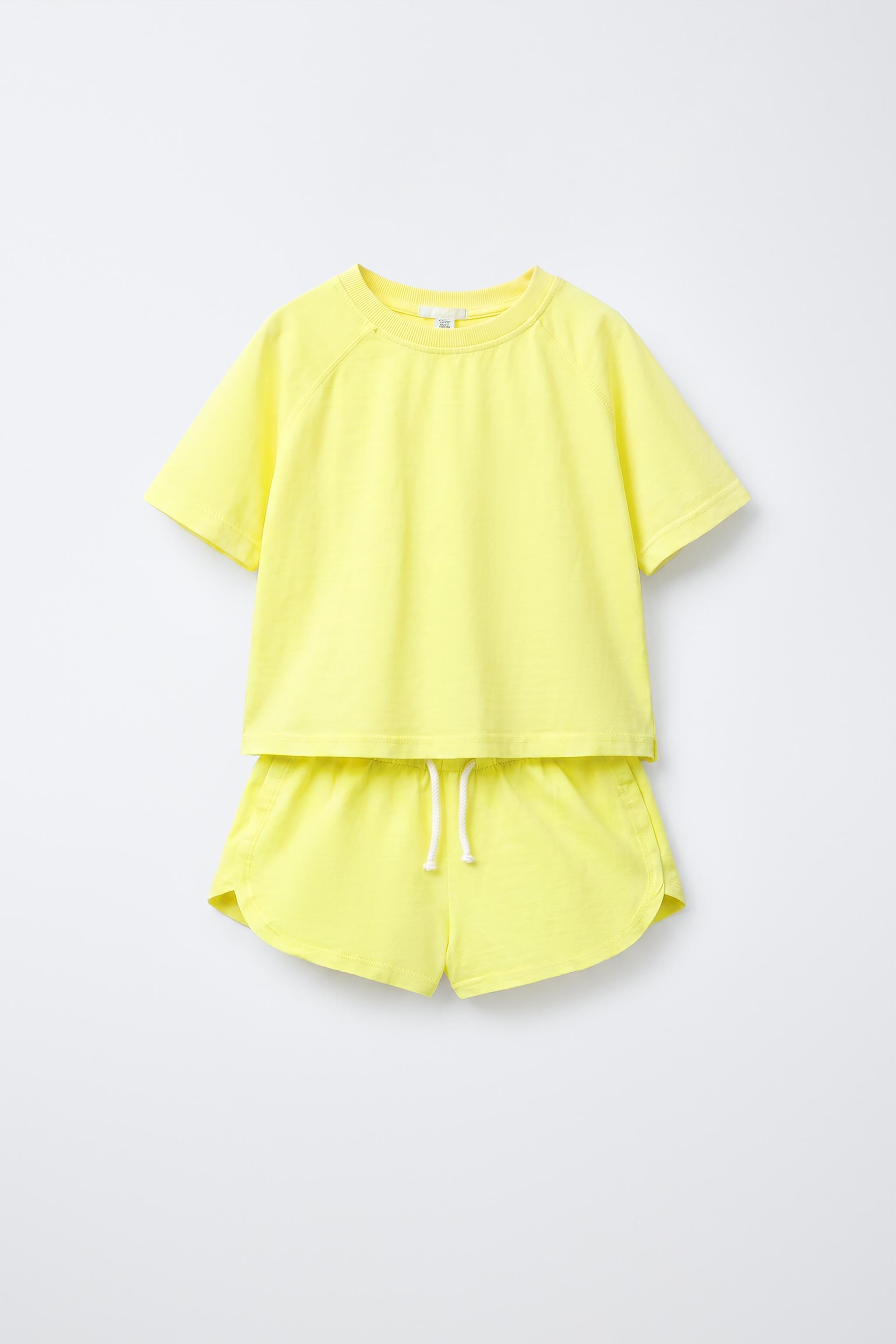 PLAIN JOGGING T-SHIRT AND SHORTS SET - Yellow | ZARA United States