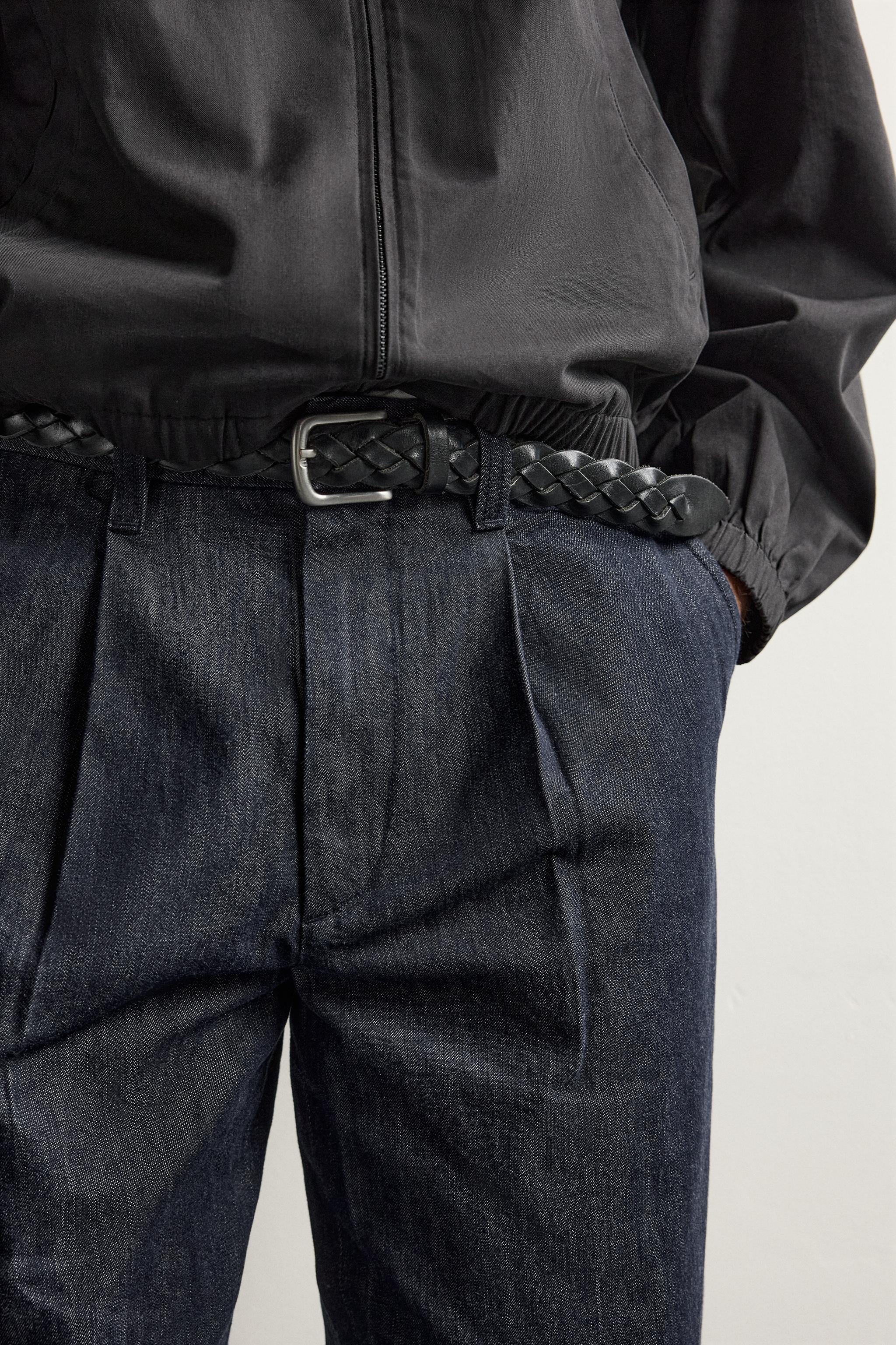 PLEATED DENIM CHINO PANTS