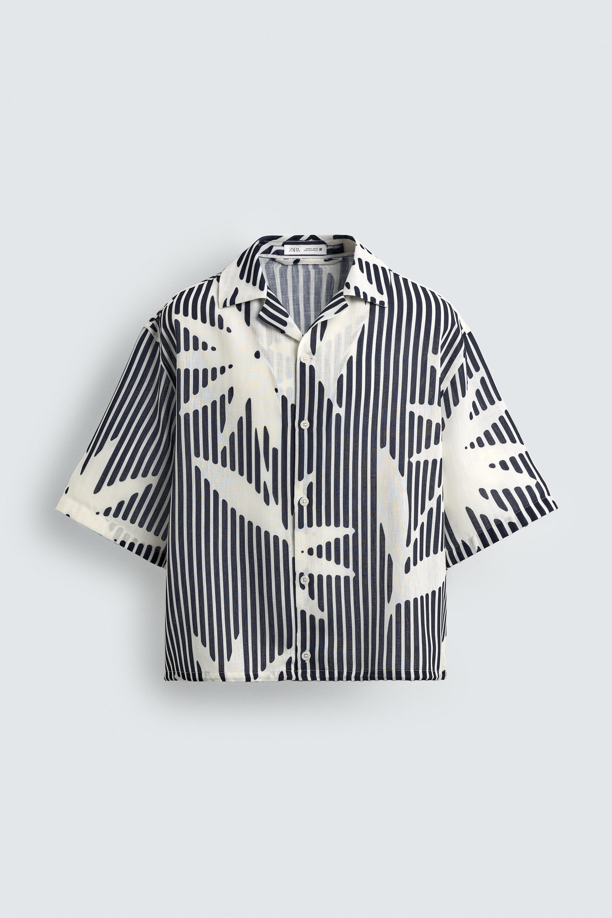 STRIPED PRINT BOXY FIT SHIRT