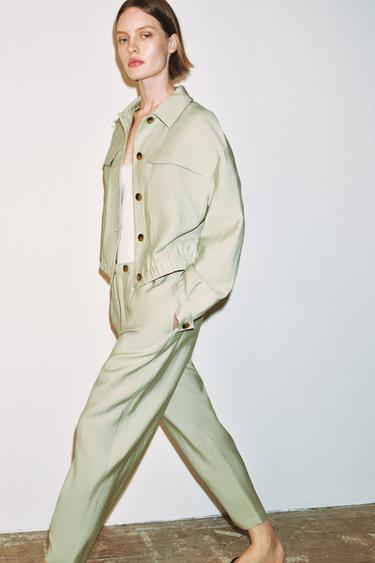 JACKET AND CARROT FIT TROUSERS SET - Light ecru by Zara - Image 4