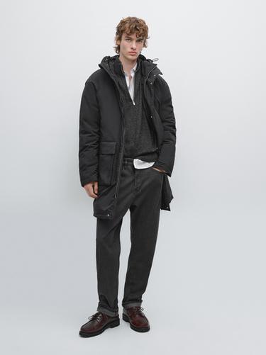 Zara Water-repellent padded parka with hood - Black - Image 0