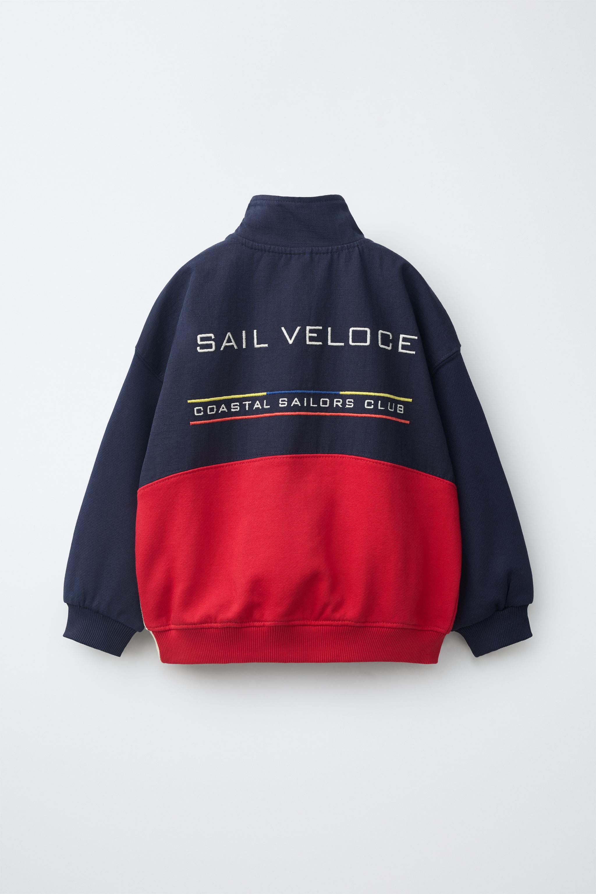 FLEECE PATCH BOMBER JACKET — Navy blue (alternate view)