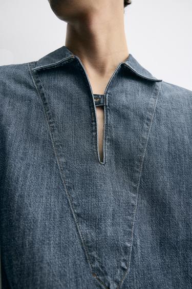 WASHED DENIM OVERSHIRT - Blue by Zara - Image 6