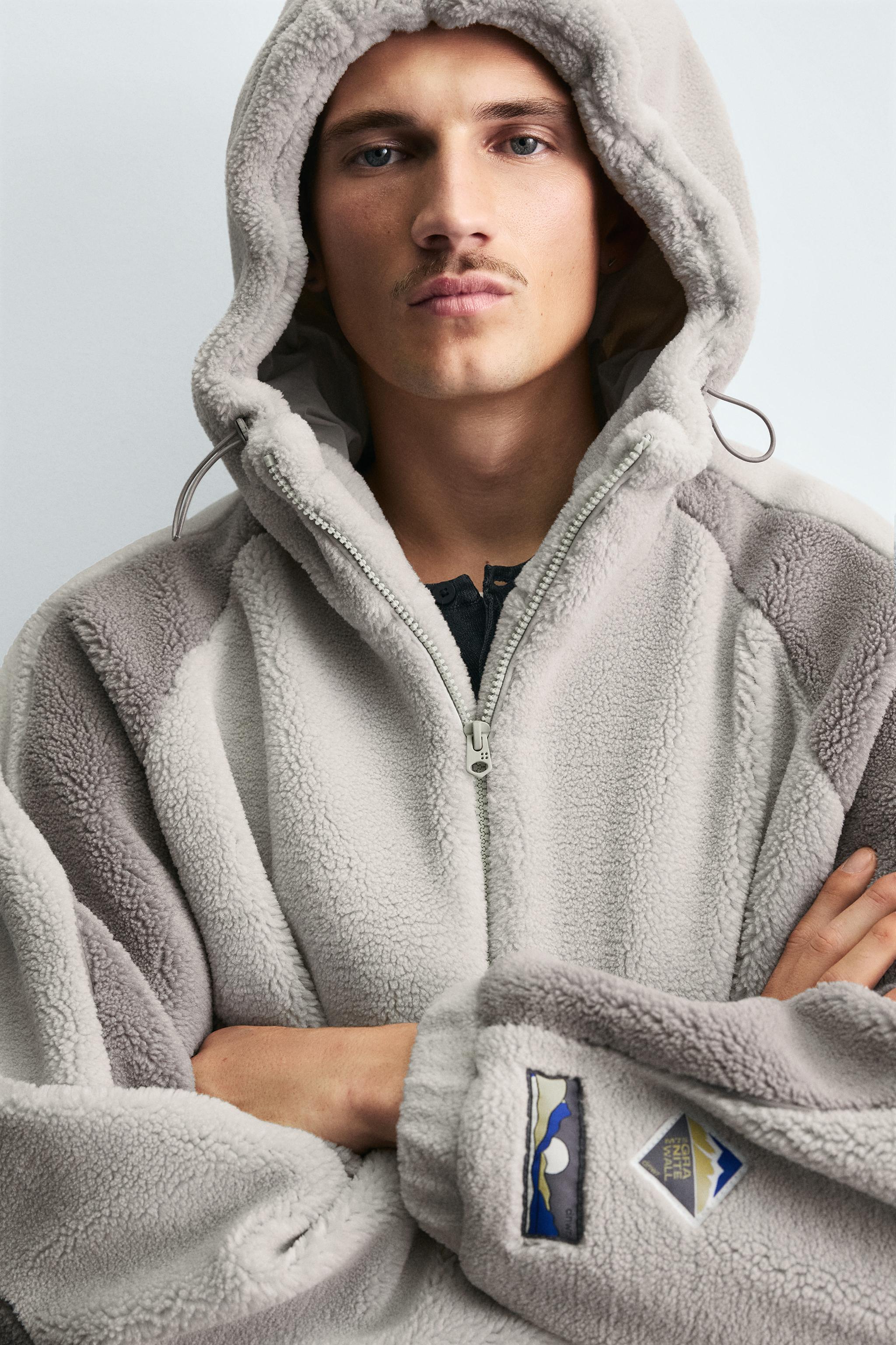 COLOR BLOCK FLEECE EFFECT JACKET