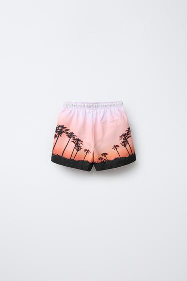 6-14 YEARS/ PHOTOGRAPHIC SWIM BERMUDA SHORTS - Orange by Zara - Image 1