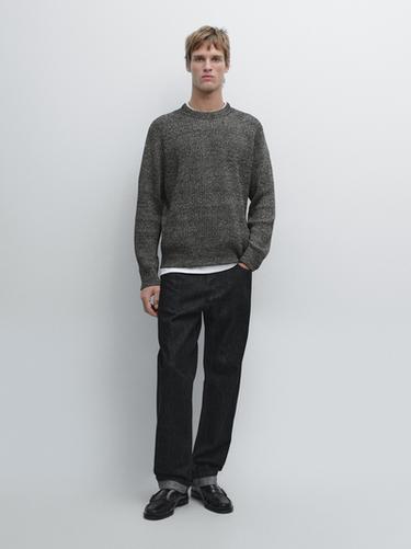 Zara Two-tone knit sweater with raglan sleeves - Anthracite Gray