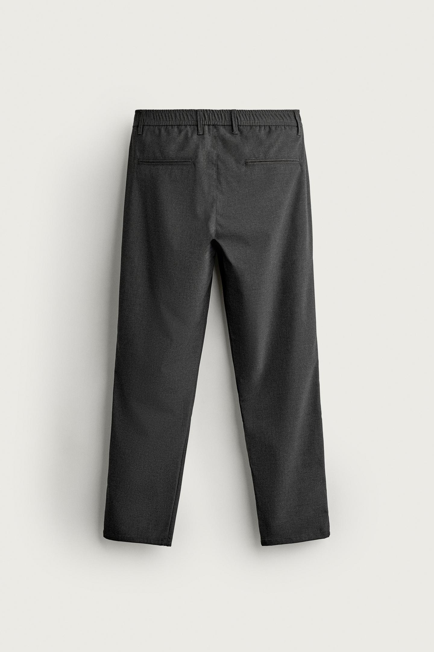 Мужские брюки Zara Comfort Slim Fit, цвет: Антрацитовый серый — фото 6