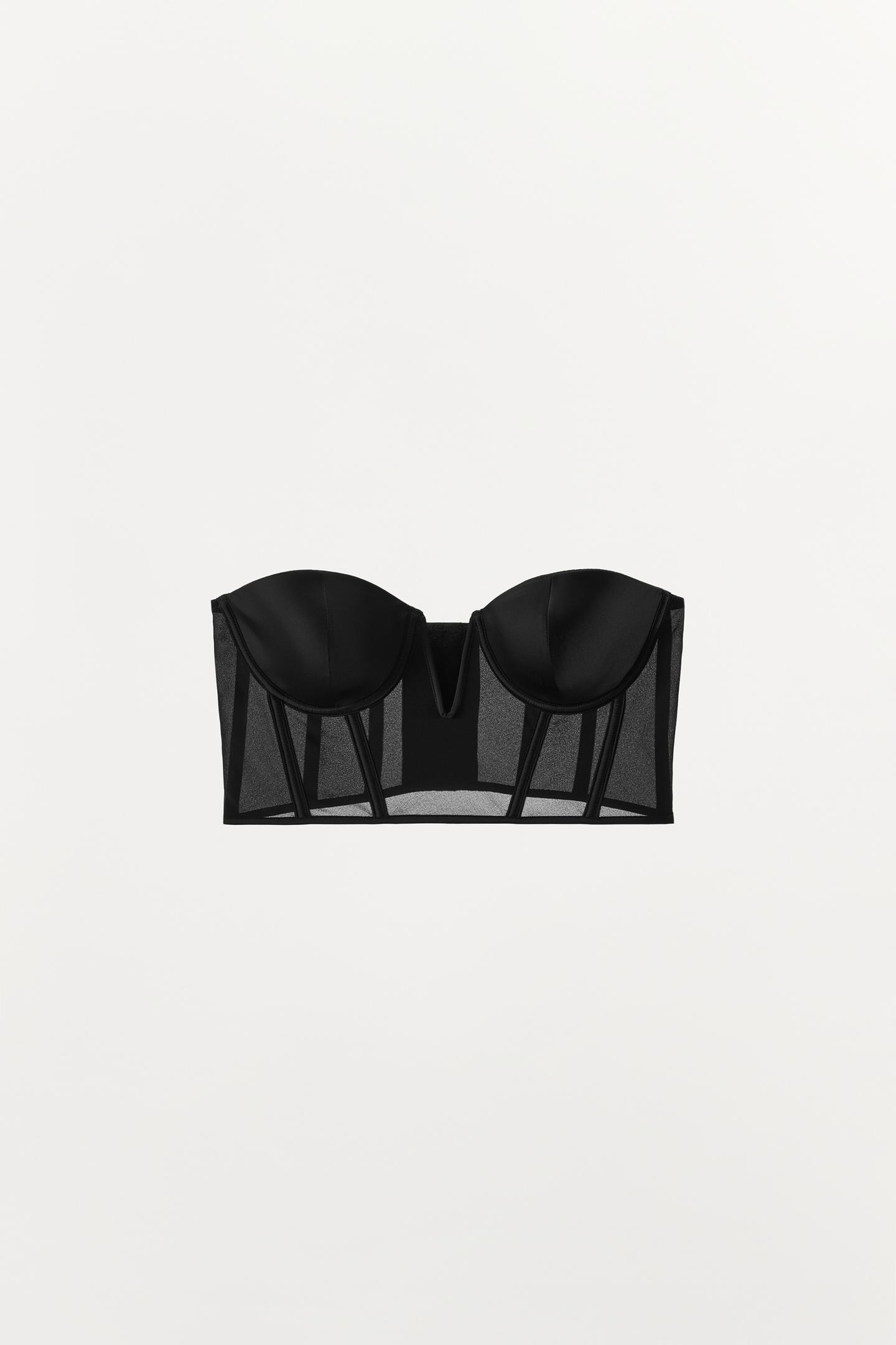 Корсет, на косточках, атлас — Zara, цвет: Чёрный — фото 5