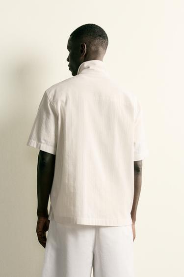 Zara REGULAR FIT JACQUARD POLO SHIRT - Oyster-white