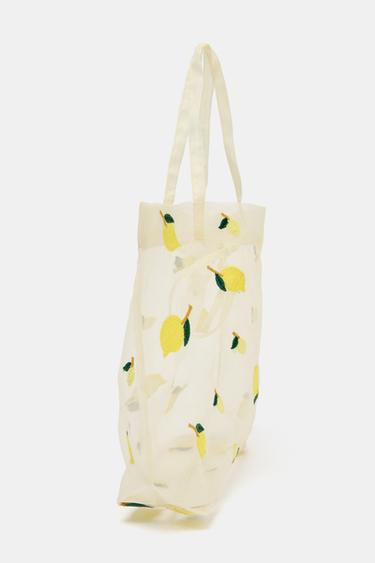 EMBROIDERED FABRIC BAG - Yellow by Zara - Image 2
