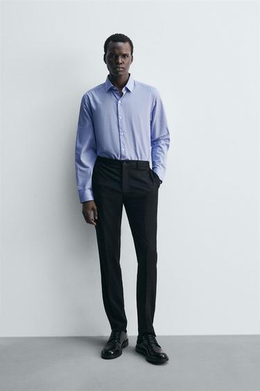 CAMISA ESTRUCTURA CUADROS - Celeste de Zara - Imagen 0