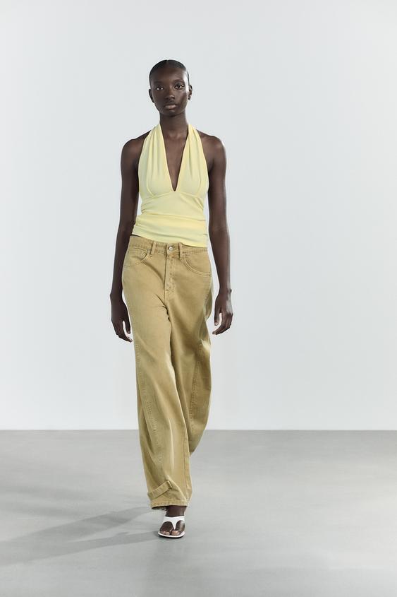TOP HALTER PLIS - Jaune de Zara - Image 0